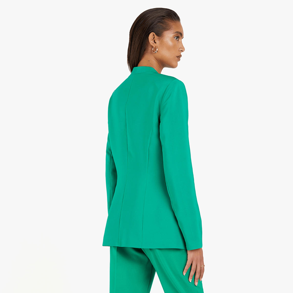 Collarless Blazer Green