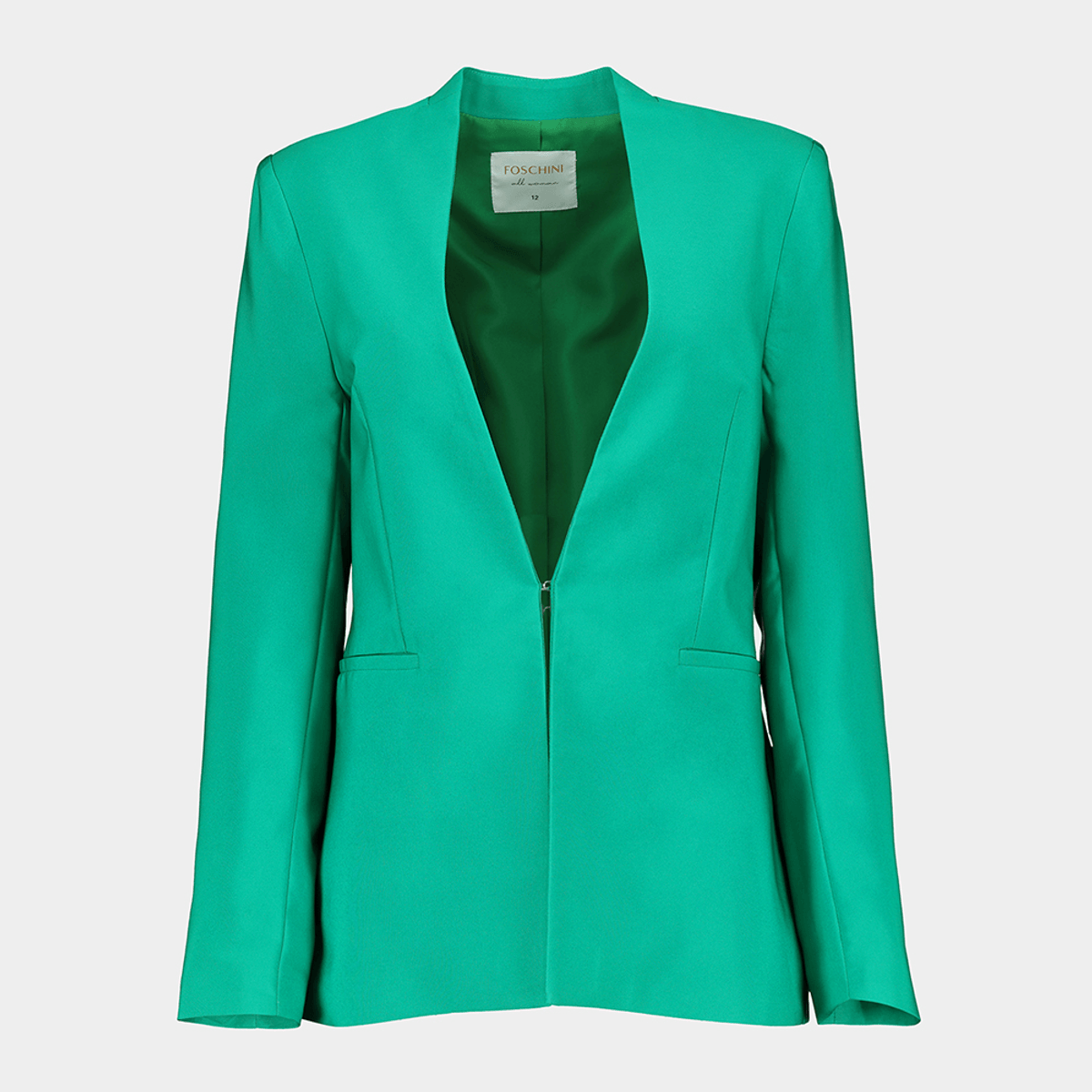 Collarless Blazer Green
