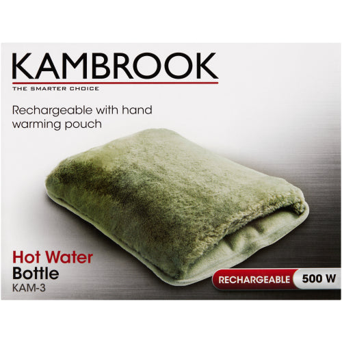 Kambrook Electric Hot Water Bottle With Pouch Grey