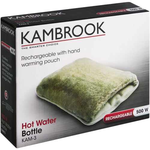 Kambrook Electric Hot Water Bottle With Pouch Grey