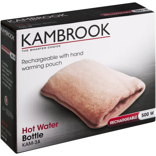 Kambrook Electric Hot Water Bottle With Pouch Pink