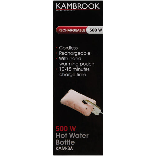 Kambrook Electric Hot Water Bottle With Pouch Pink