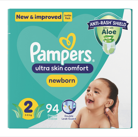Pampers New Baby Size 2 Jumbo Pack 94 Nappies