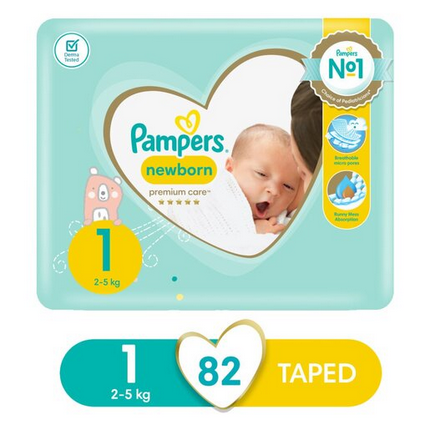 Pampers Premium Care No1 (2 - 5 kg) Nappies 82 Pack