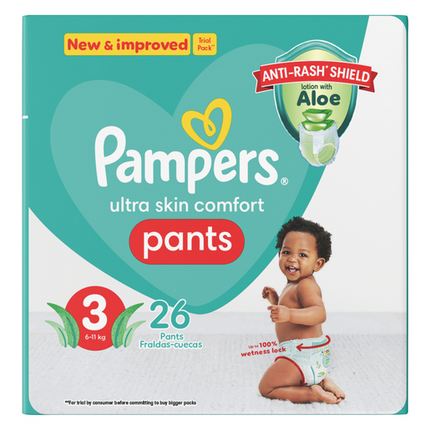 Pampers Pants Size 3 Carry Pack 26 Nappies