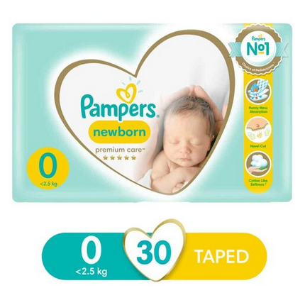 Pampers Premium Care Size 0, 30 Nappies