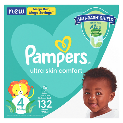 Pampers Baby Dry Size 4, Mega Savings Box 132 Nappies 132s