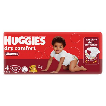 Huggies Dry Comfort Size 4 (8-14kg) Value Pack - 50 Nappies
