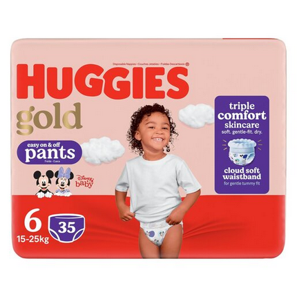 Huggies Gold Pants Size 6, Cloud Soft Waistband Value Pack 35 Nappies