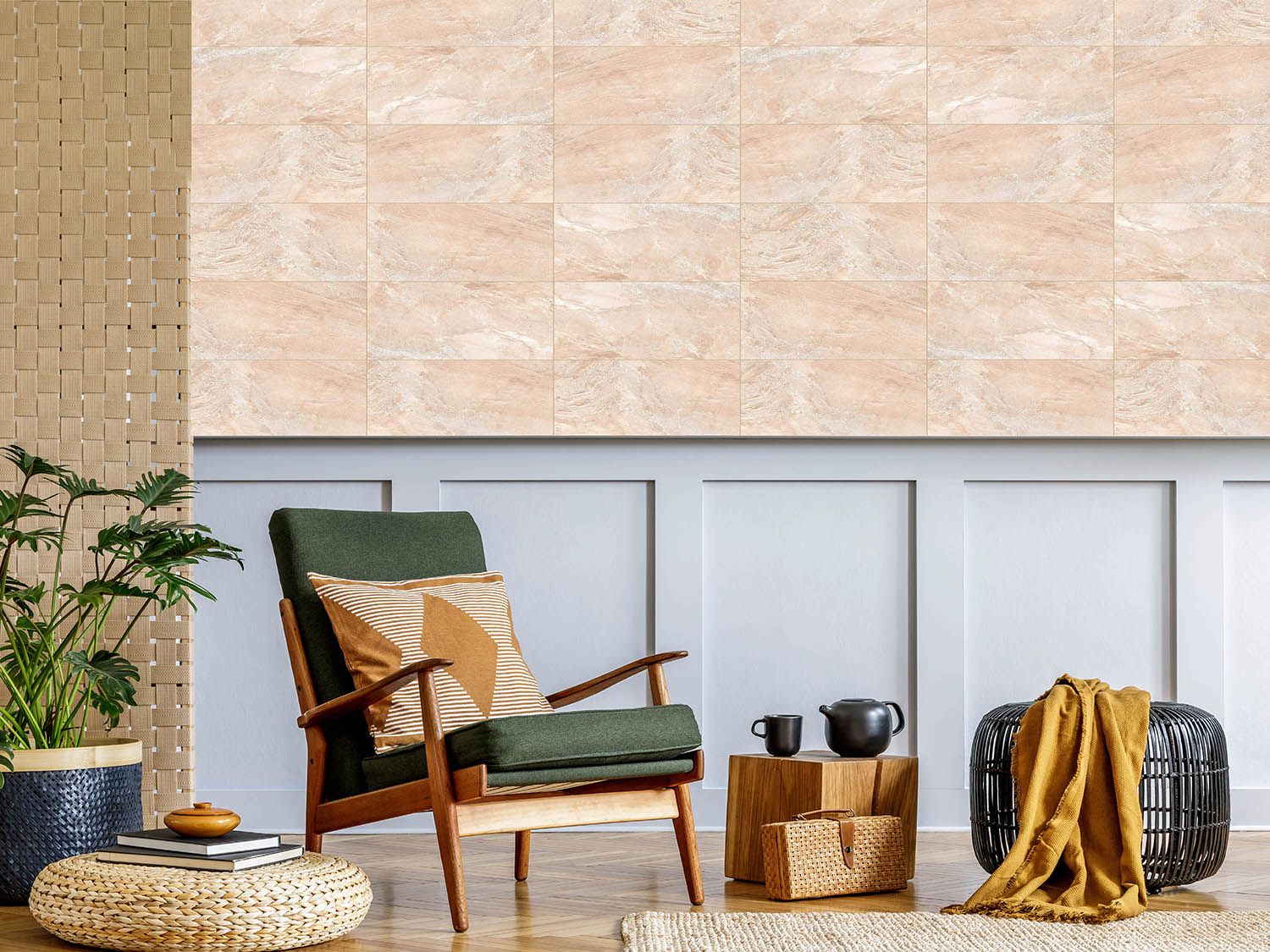 Flores Beige Shiny Ceramic Wall Tile - 400 x 250mm (Per Box)