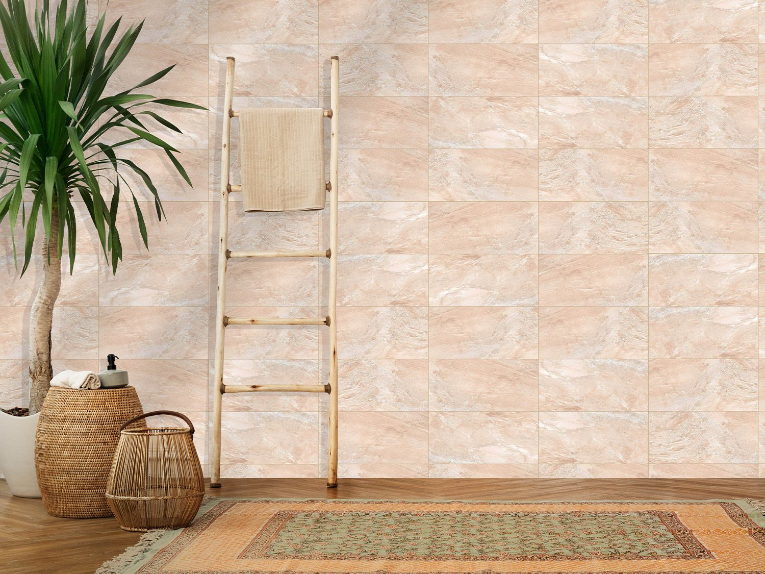 Flores Beige Shiny Ceramic Wall Tile - 400 x 250mm (Per Box)