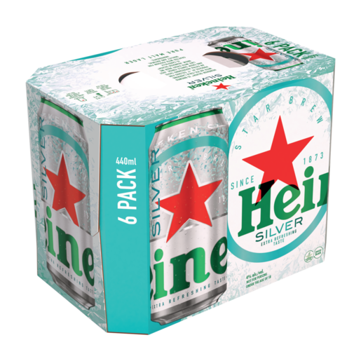 Heineken Premium Silver Beer Cans 6 x 440ml