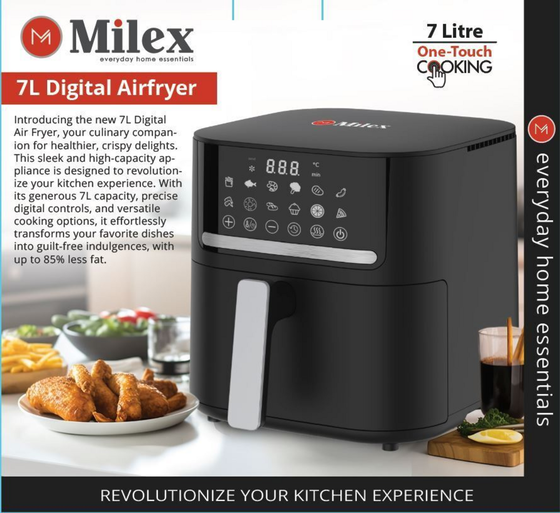 Milex 7L Black Digital Air Fryer