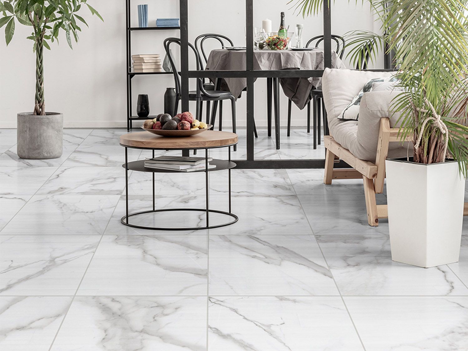 Dome White Shiny Ceramic Floor Tile - 600 x 600mm
