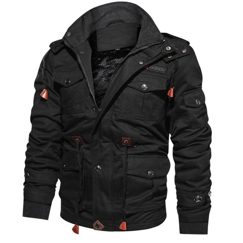 Male Military Jacket Warm Hooded Coat Thermal Thick Outerwear