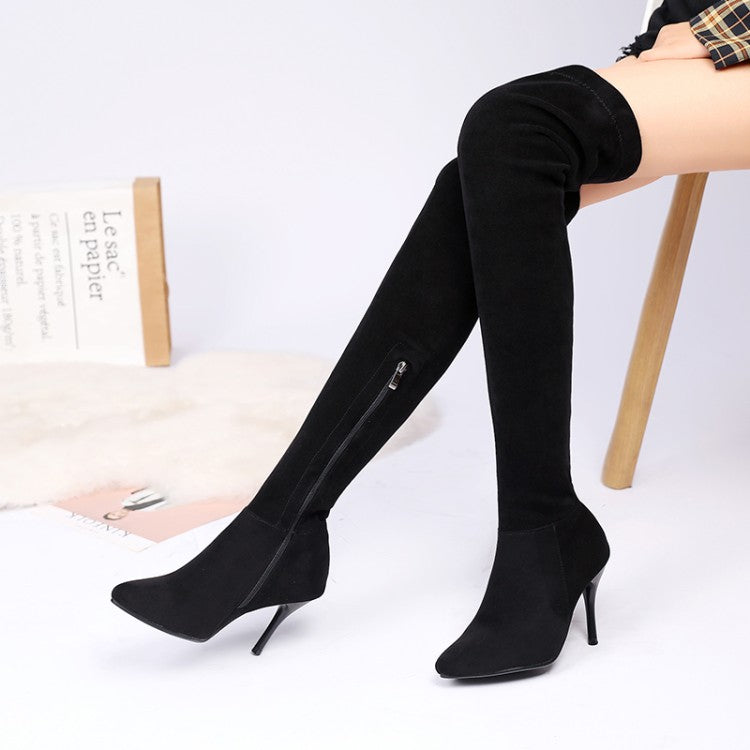 High-heeled stretch boots high boots over-the-knee boots warm boots