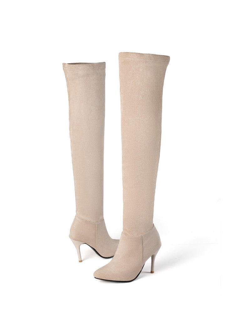 High-heeled stretch boots high boots over-the-knee boots warm boots