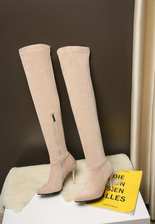 High-heeled stretch boots high boots over-the-knee boots warm boots