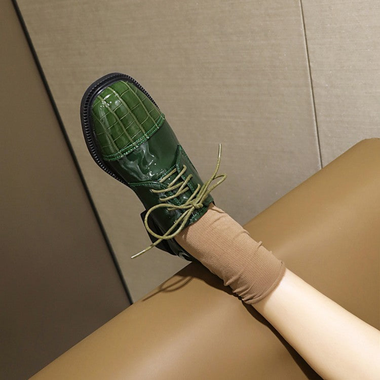 Patent Leather Oxfords Lace Up Low Heels Pumps