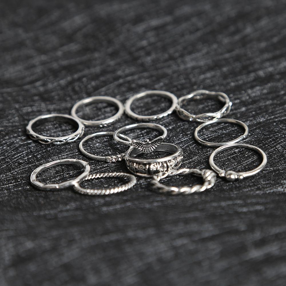 Vintage Diamond Ring Set Twelve Combination Eagle Winding Knotted