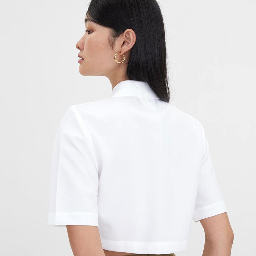 High Street Y2K Solid Pocket Crop Tops Short Sleeve