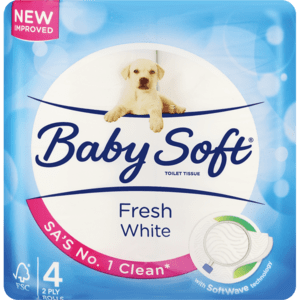 Baby Soft White 2 Ply Toilet Rolls 4 Pack - myhoodmarket