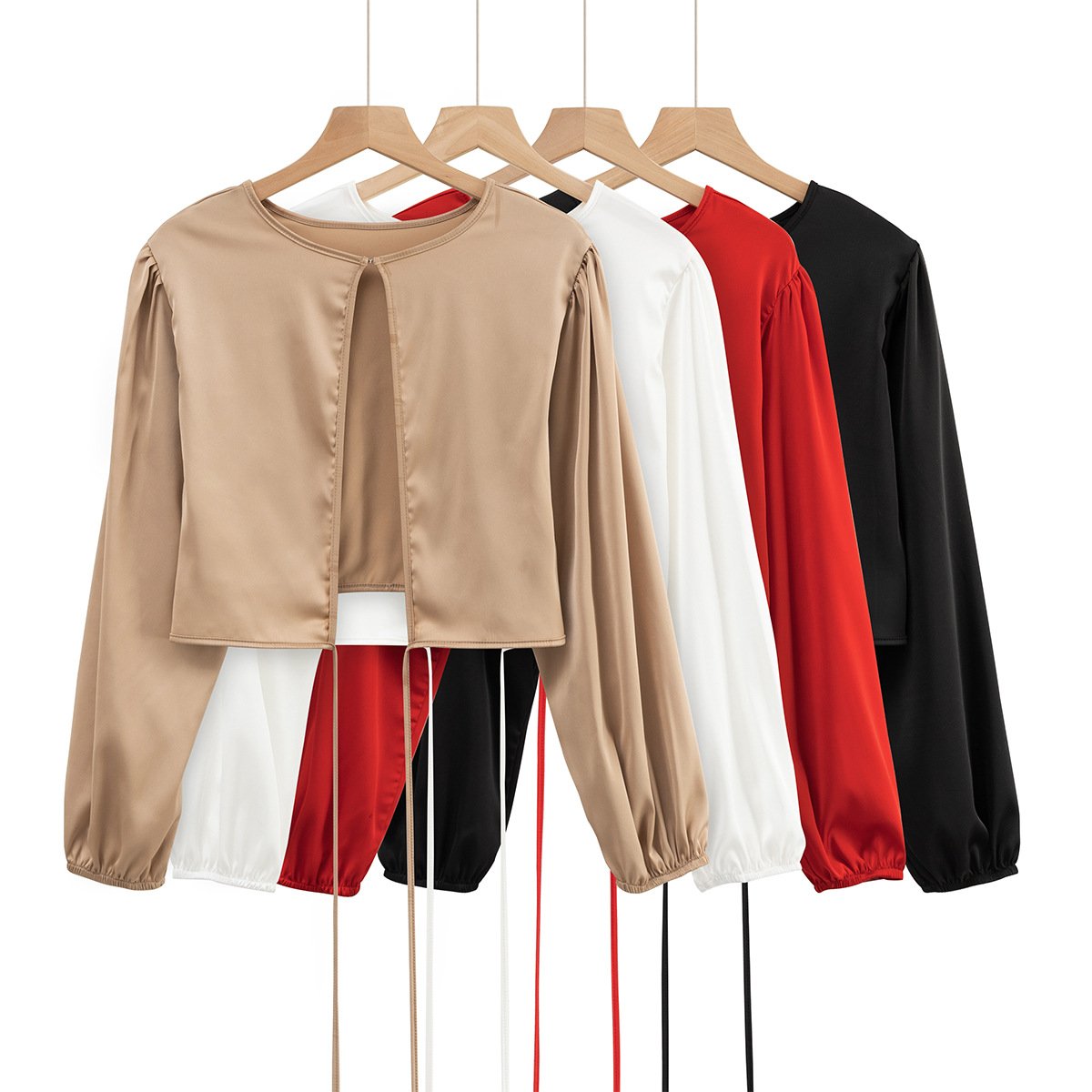 Soft Satin Backless Bow Tie T-shirt Crop Top