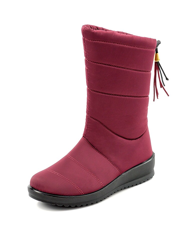 Women Boots Fashion Winter Boots With Wedges Heels Mid-Calf Botas