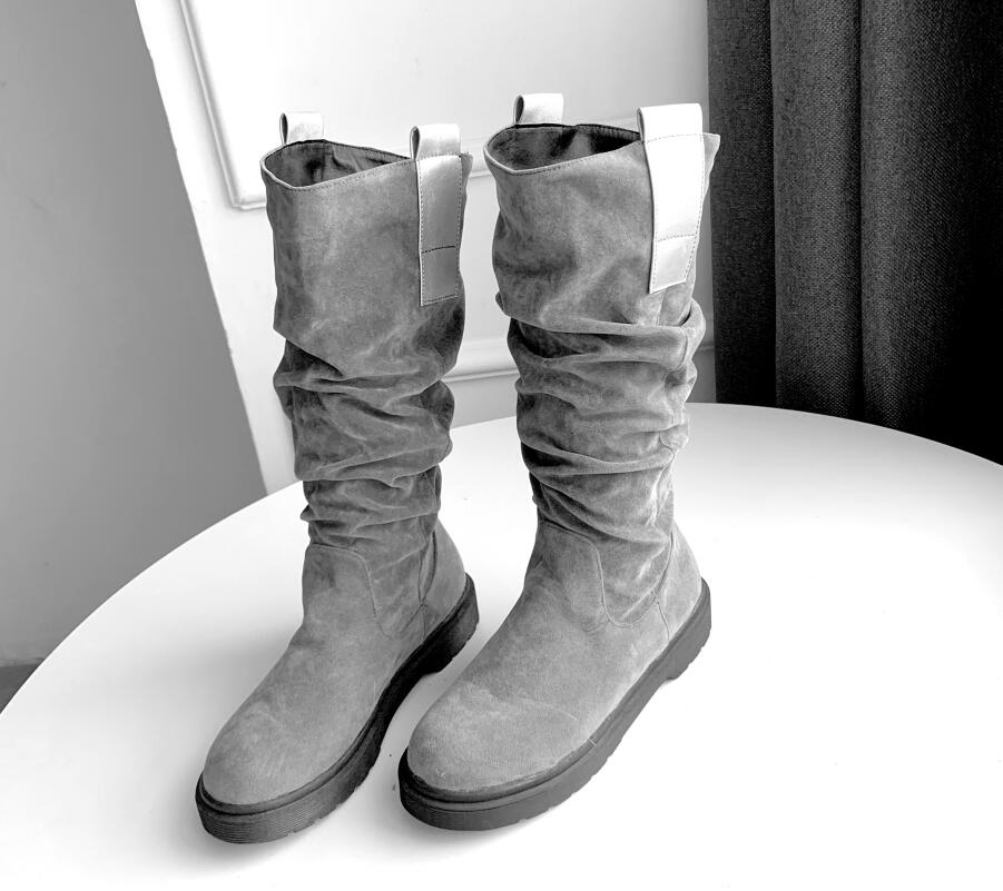 Women Mid-Calf Boots Casual
Flat Western Cowgirl Shoes Women Fall