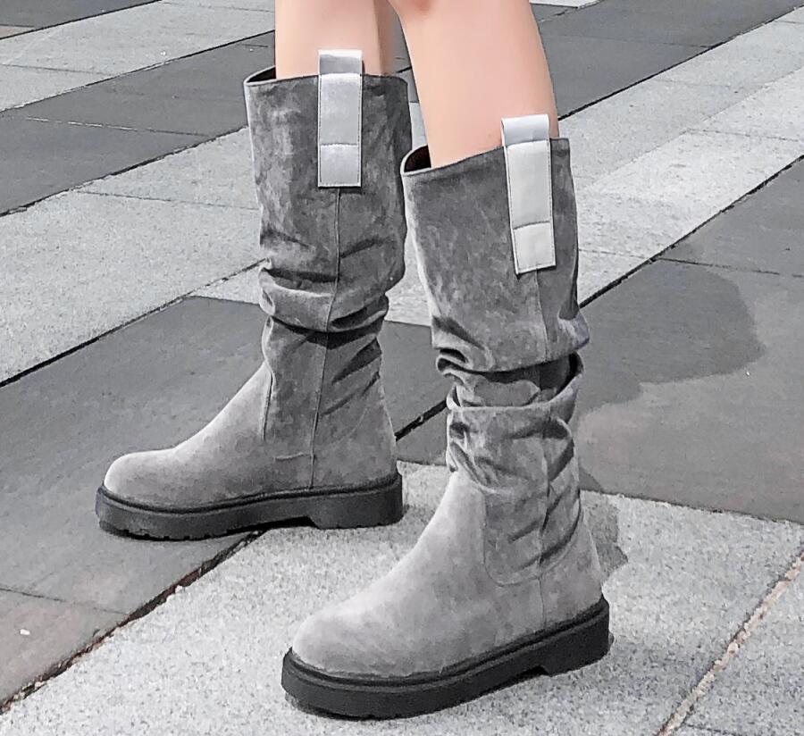 Women Mid-Calf Boots Casual
Flat Western Cowgirl Shoes Women Fall