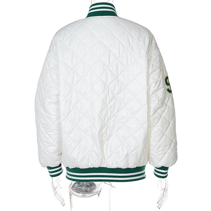 Casual Jacket Varsity Women Patchwork Print Oversized Baseball Bomber