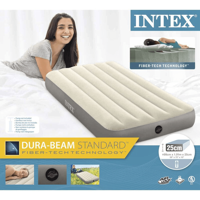 Intex Deluxe Single-High Dura-Beam Airbed - white-grey - myhoodmarket