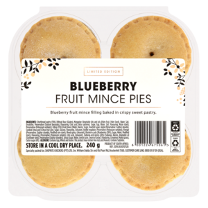 Limited Edition Blueberry Fruit Mince Pies 240g