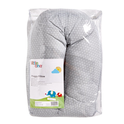 Little One Preggy Pillow Grey Dots