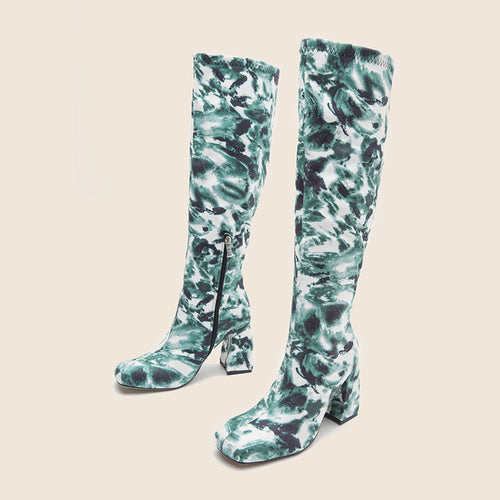 Knight Boots Thick Heel High Heel High Boots Square Toe Women's Boots