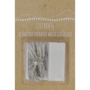 Santa's Choice Christmas White Battery Operated LED Lights 20 Pack