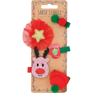 Santa's Choice Collection Christmas Hair Clips 5 Pack