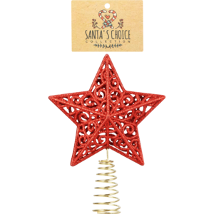 Santa's Choice Red Christmas Tree Top Star