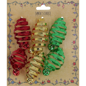 Santa's Choice Spiral Ornament Christmas Tree Decoration 6 Pack