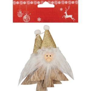 Santa's Choice Wooden Santa Christmas Tree Decoration 2 Pack