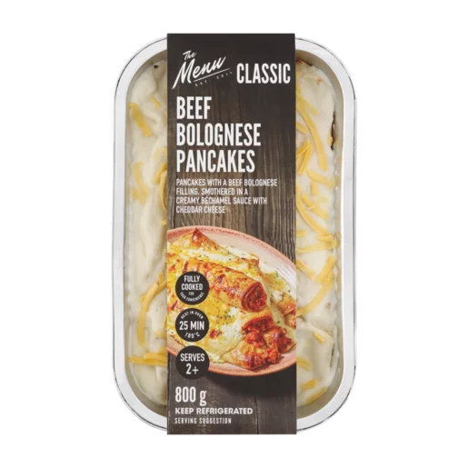 The Menu Classic Beef Bolognese Pancakes Ready Meal 800g