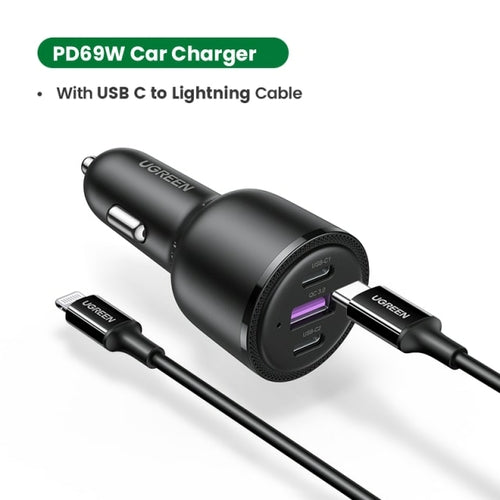 UGREEN 69W Car Charger USB Type C Dual Port PD QC 4.0 3.0 Fast