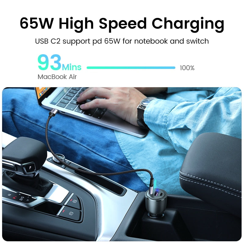 UGREEN 69W Car Charger USB Type C Dual Port PD QC 4.0 3.0 Fast