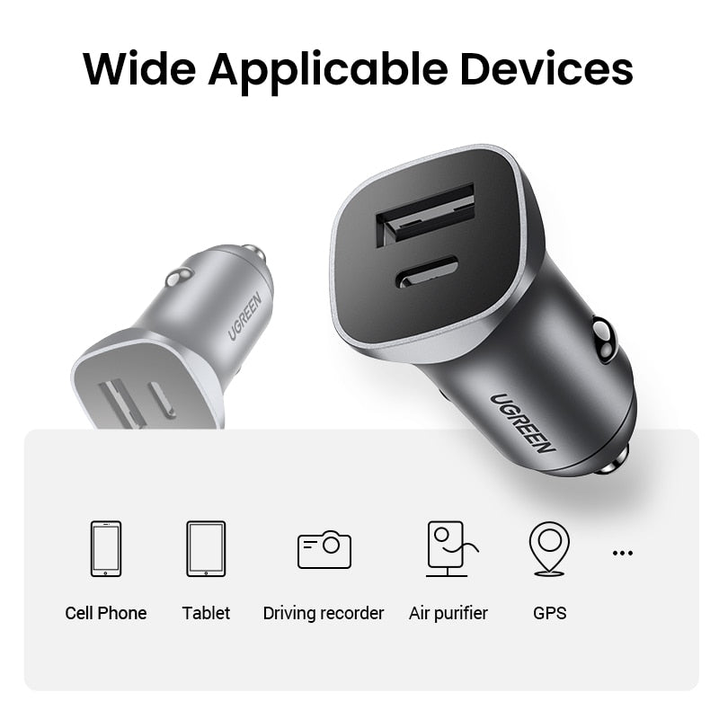 UGREEN Car Charger Type C Fast USB Charger for iPhone 13 12 Xiaomi Car