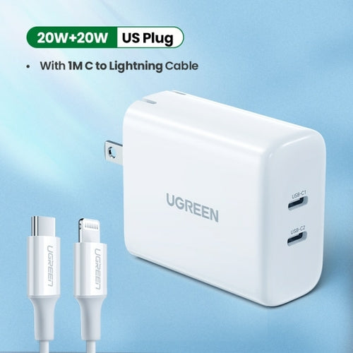 UGREEN Dual 20W PD USB C Charger for iPhone 13 12 Fast Charger Quick