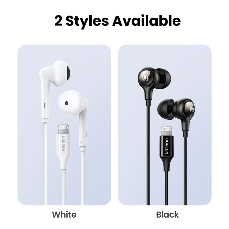 UGREEN Wired Headphones MFi Certified Lightning Earbuds with