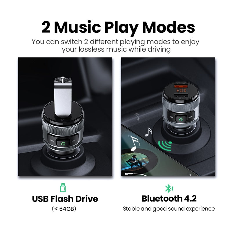 Ugreen USB Car Charger FM Transmitter QC 3.0 Car Charging Fast Charger