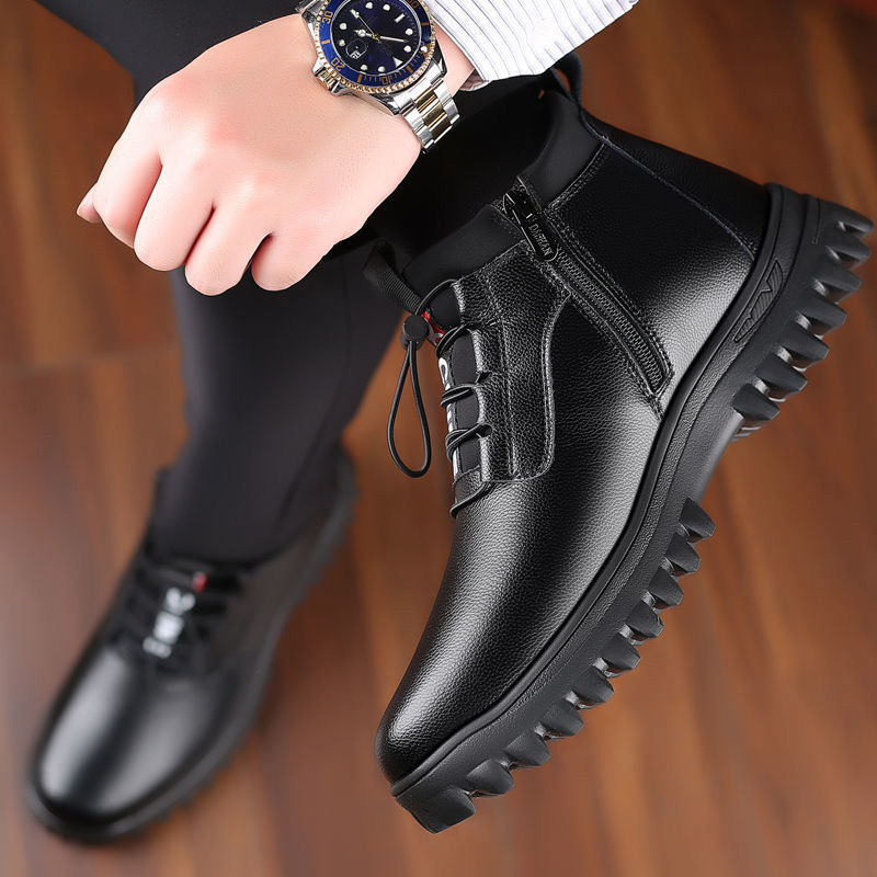 Winter Men's Cotton Shoes 2021 New High top Waterproof Non slip Plus