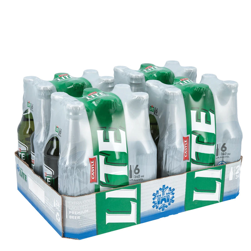 Castle Lite Beer Bottles 24 x 340ml NRB