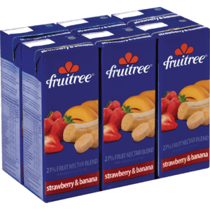 Fruitree Strawberry & Banana Fruit Juice 6 x 200ml - myhoodmarket